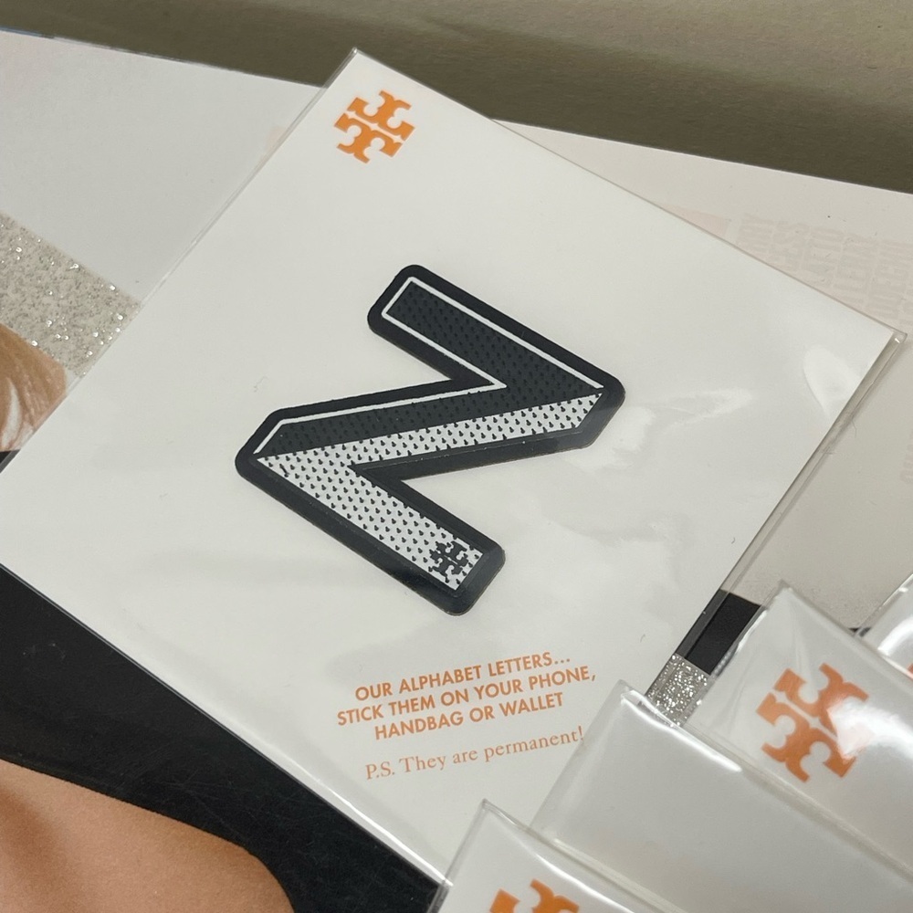 (new+tag) Tory Burch alphabet letter “Z” or “N” stick them on phone, handbag or… - Picture 1 of 4